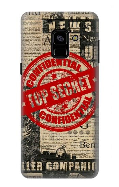 S3937 Text Top Secret Art Vintage Case Cover Custodia per Samsung Galaxy A8 (2018)