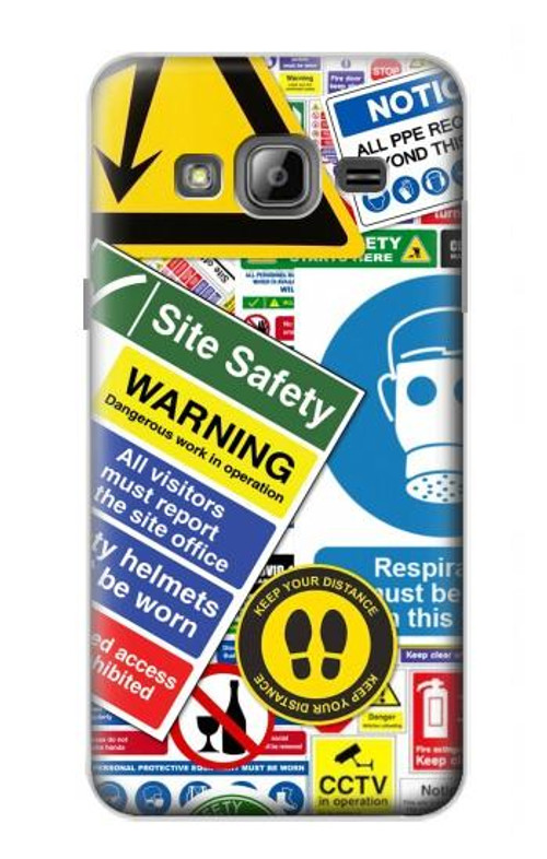 S3960 Safety Signs Sticker Collage Case Cover Custodia per Samsung Galaxy J3 (2016)