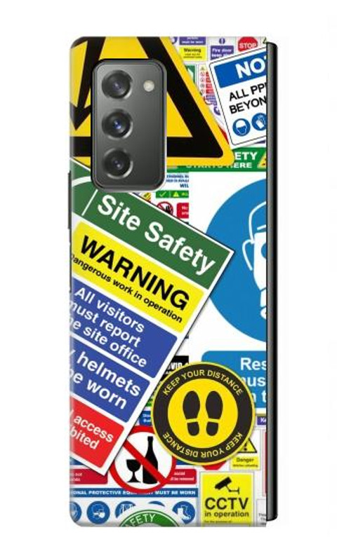 S3960 Safety Signs Sticker Collage Case Cover Custodia per Samsung Galaxy Z Fold2 5G