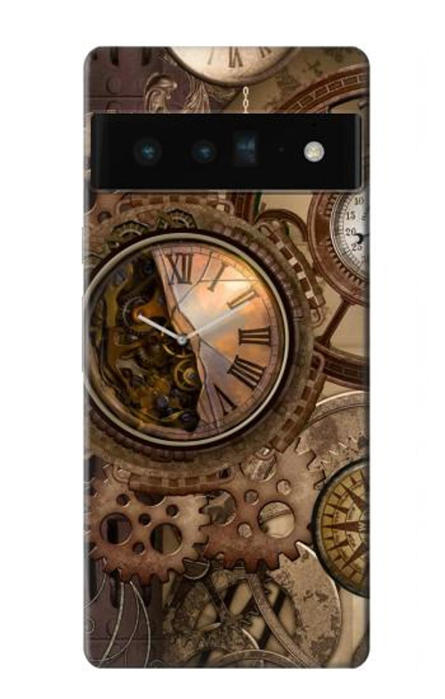 S3927 Compass Clock Gage Steampunk Case Cover Custodia per Google Pixel 6 Pro