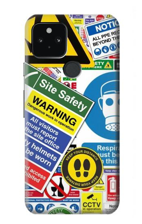 S3960 Safety Signs Sticker Collage Case Cover Custodia per Google Pixel 5