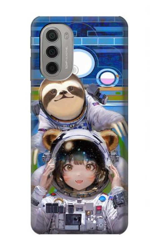 S3915 Raccoon Girl Baby Sloth Astronaut Suit Case Cover Custodia per Motorola Moto G51 5G