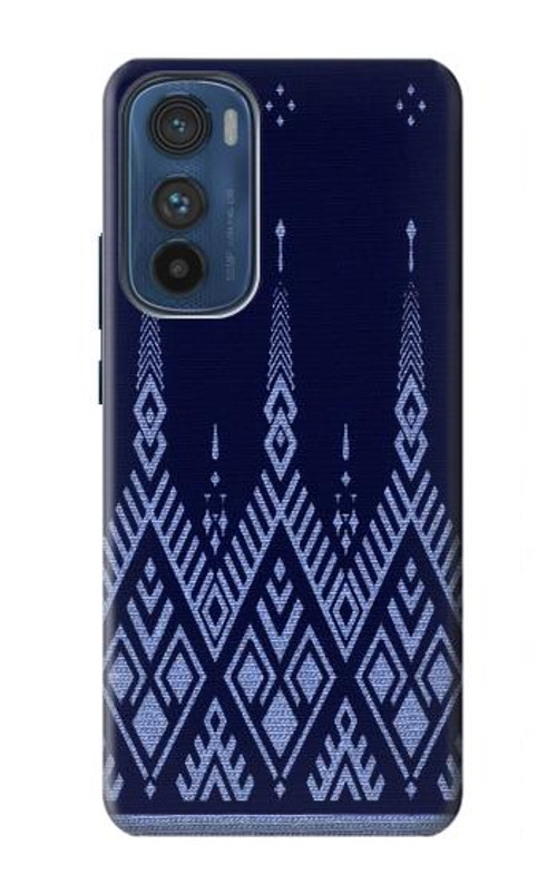 S3950 Textile Thai Blue Pattern Case Cover Custodia per Motorola Edge 30