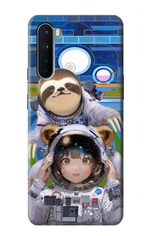 S3915 Raccoon Girl Baby Sloth Astronaut Suit Case Cover Custodia per OnePlus Nord