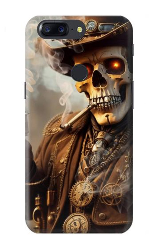 S3949 Steampunk Skull Smoking Case Cover Custodia per OnePlus 5T