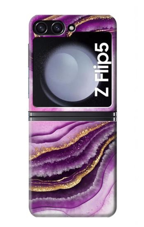 S3896 Purple Marble Gold Streaks Case Cover Custodia per Samsung Galaxy Z Flip 5