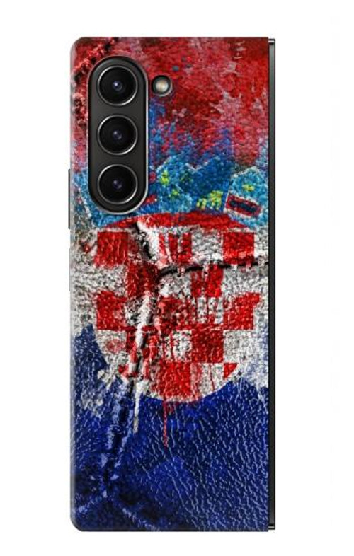 S3313 Croatia Flag Vintage Football Graphic Case Cover Custodia per Samsung Galaxy Z Fold 5