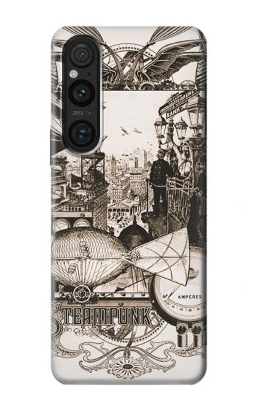 S1681 Steampunk Drawing Case Cover Custodia per Sony Xperia 1 V S1681 Steampunk Drawing Case Cover Custodia per Sony Xperia 1 V