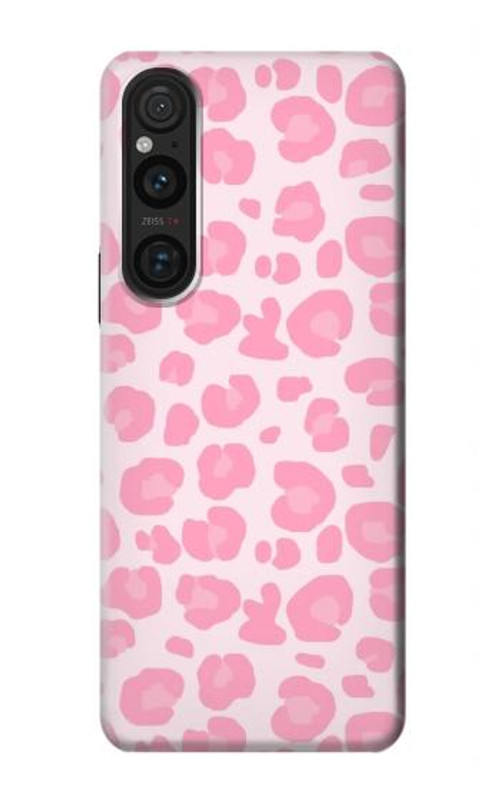 S2213 Pink Leopard Pattern Case Cover Custodia per Sony Xperia 1 V S2213 Pink Leopard Pattern Case Cover Custodia per Sony Xperia 1 V