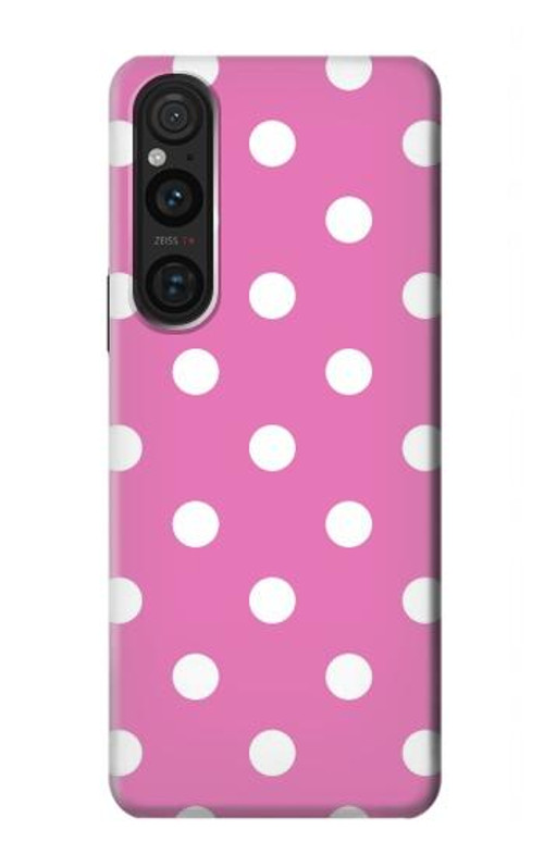 S2358 Pink Polka Dots Case Cover Custodia per Sony Xperia 1 V S2358 Pink Polka Dots Case Cover Custodia per Sony Xperia 1 V