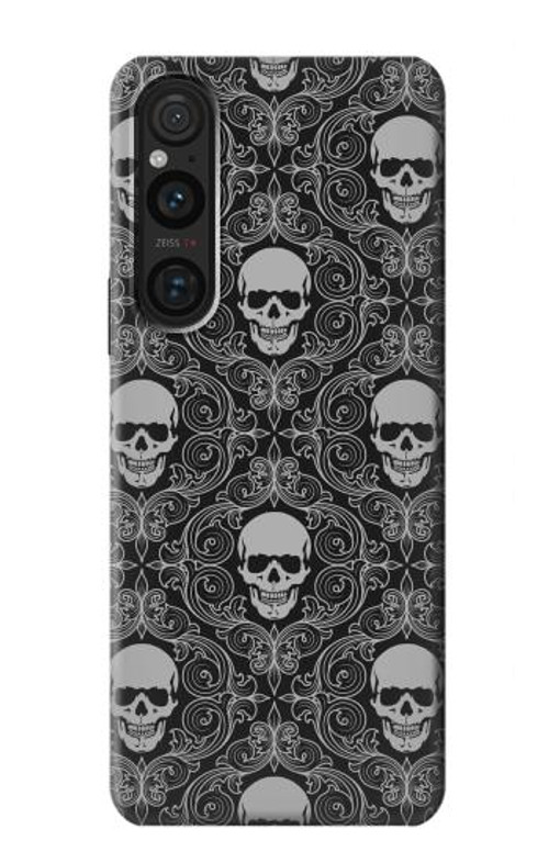 S2371 Skull Vintage Monochrome Pattern Case Cover Custodia per Sony Xperia 1 V S2371 Skull Vintage Monochrome Pattern Case Cover Custodia per Sony Xperia 1 V