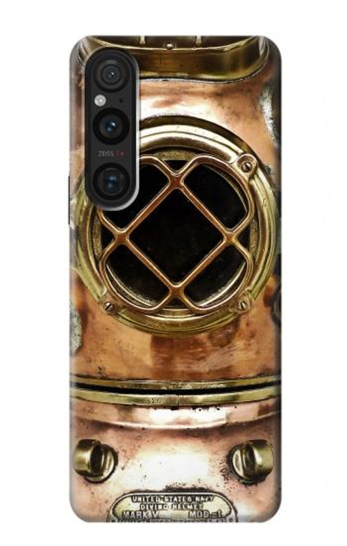 S2412 Vintage Deep Sea Diving Helmet Case Cover Custodia per Sony Xperia 1 V S2412 Vintage Deep Sea Diving Helmet Case Cover Custodia per Sony Xperia 1 V