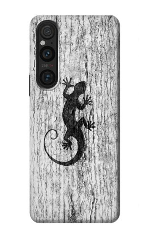 S2446 Gecko Wood Graphic Printed Case Cover Custodia per Sony Xperia 1 V S2446 Gecko Wood Graphic Printed Case Cover Custodia per Sony Xperia 1 V