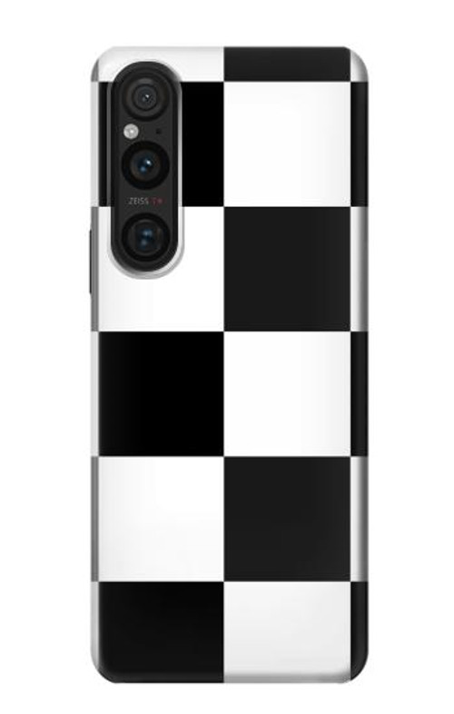 S2492 Black and White Check Case Cover Custodia per Sony Xperia 1 V S2492 Black and White Check Case Cover Custodia per Sony Xperia 1 V