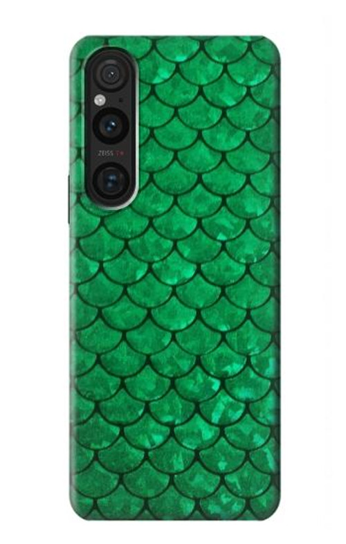 S2704 Green Fish Scale Pattern Graphic Case Cover Custodia per Sony Xperia 1 V S2704 Green Fish Scale Pattern Graphic Case Cover Custodia per Sony Xperia 1 V