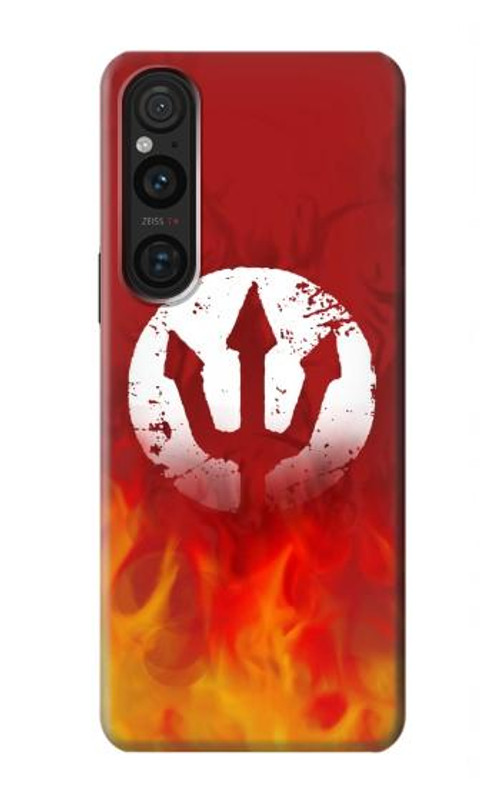 S2803 Fire Red Devil Spear Symbol Case Cover Custodia per Sony Xperia 1 V S2803 Fire Red Devil Spear Symbol Case Cover Custodia per Sony Xperia 1 V