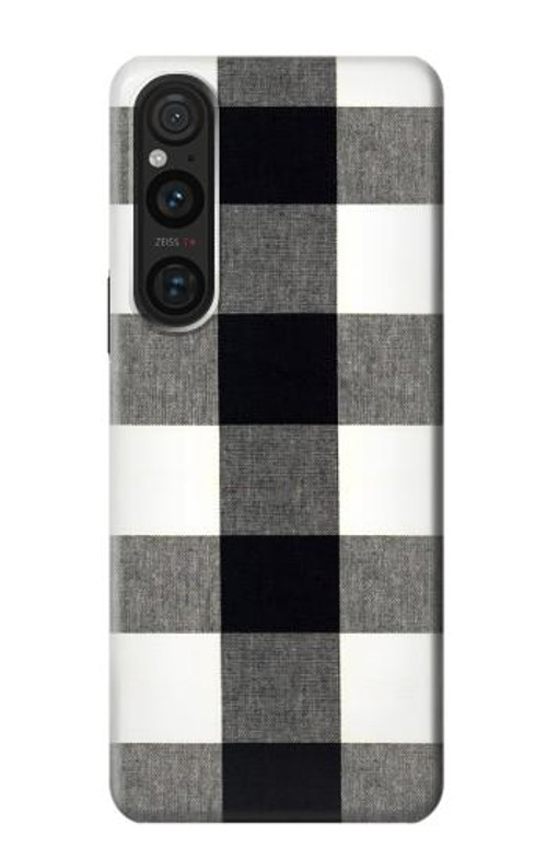 S2842 Black and White Buffalo Check Pattern Case Cover Custodia per Sony Xperia 1 V S2842 Black and White Buffalo Check Pattern Case Cover Custodia per Sony Xperia 1 V