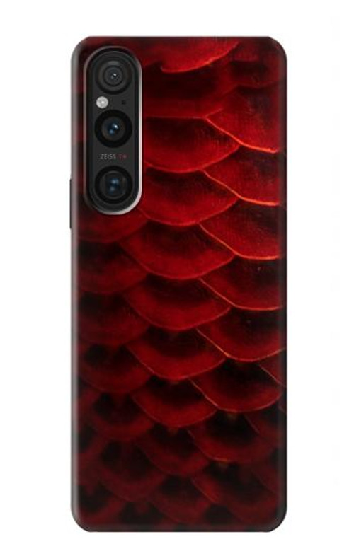 S2879 Red Arowana Fish Scale Case Cover Custodia per Sony Xperia 1 V