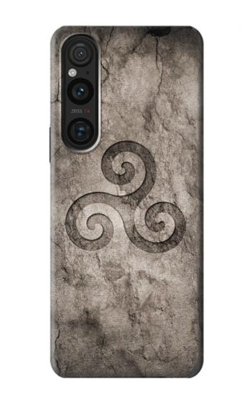 S2892 Triskele Symbol Stone Texture Case Cover Custodia per Sony Xperia 1 V S2892 Triskele Symbol Stone Texture Case Cover Custodia per Sony Xperia 1 V