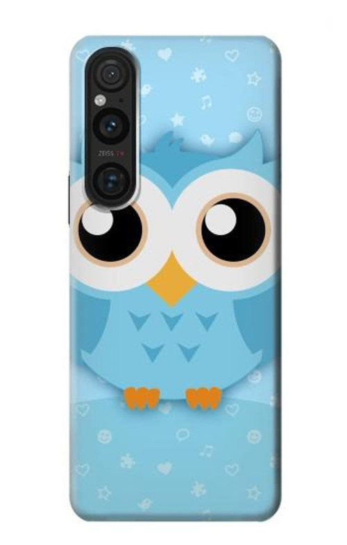 S3029 Cute Blue Owl Case Cover Custodia per Sony Xperia 1 V
