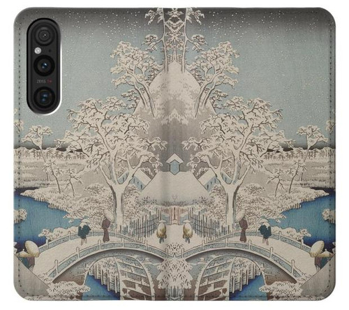 S3350 Utagawa Hiroshige Drum Bridge Yuhi Hill in Meguro Case Cover Custodia per Sony Xperia 1 V