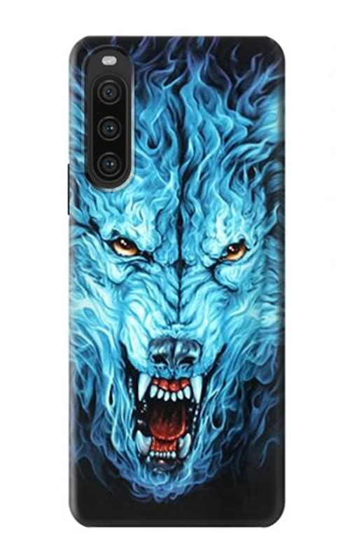 S0752 Blue Fire Grim Wolf Case Cover Custodia per Sony Xperia 10 V S0752 Blue Fire Grim Wolf Case Cover Custodia per Sony Xperia 10 V