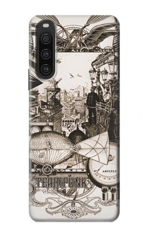 S1681 Steampunk Drawing Case Cover Custodia per Sony Xperia 10 V S1681 Steampunk Drawing Case Cover Custodia per Sony Xperia 10 V