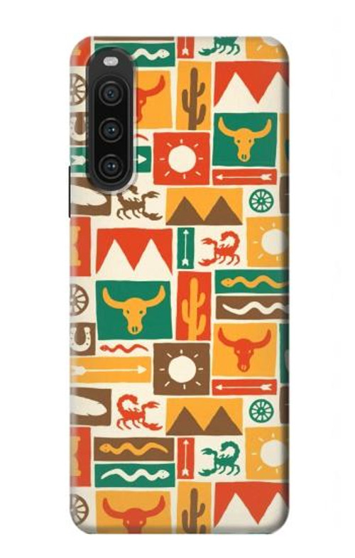 S1873 Western Pattern Case Cover Custodia per Sony Xperia 10 V S1873 Western Pattern Case Cover Custodia per Sony Xperia 10 V