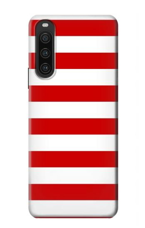 S2364 Red and White Striped Case Cover Custodia per Sony Xperia 10 V S2364 Red and White Striped Case Cover Custodia per Sony Xperia 10 V