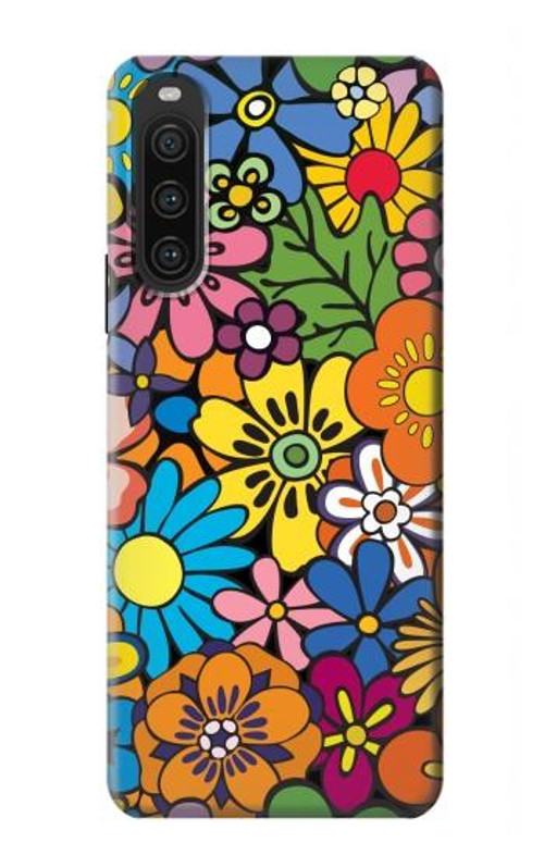 S3281 Colorful Hippie Flowers Pattern Case Cover Custodia per Sony Xperia 10 V