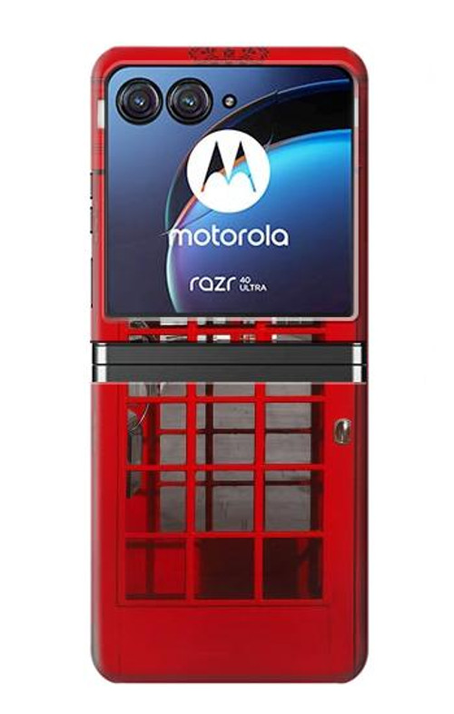S0058 British Red Telephone Box Case Cover Custodia per Motorola Razr 40 Ultra