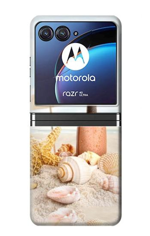 S1425 Seashells on The Beach Case Cover Custodia per Motorola Razr 40 Ultra