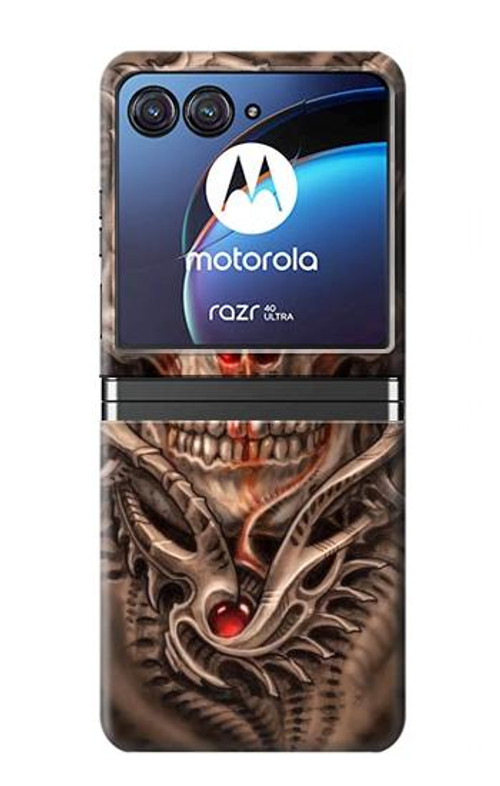 S1675 Skull Blood Tattoo Case Cover Custodia per Motorola Razr 40 Ultra S1675 Skull Blood Tattoo Case Cover Custodia per Motorola Razr 40 Ultra