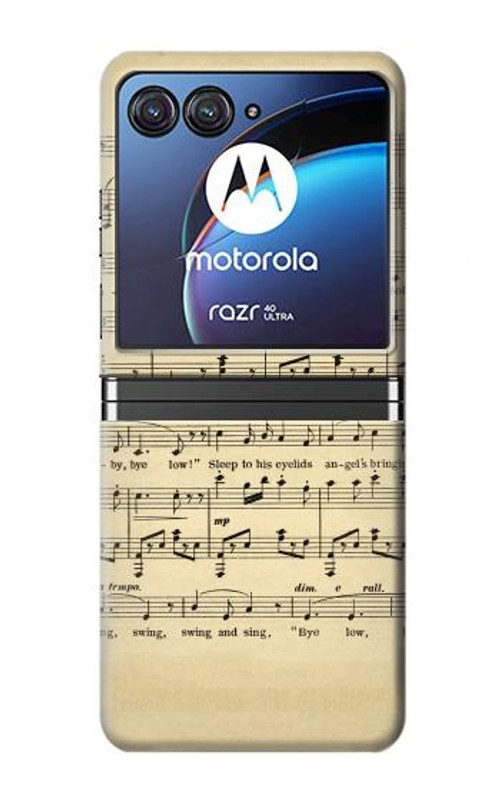 S2504 Vintage Music Sheet Case Cover Custodia per Motorola Razr 40 Ultra S2504 Vintage Music Sheet Case Cover Custodia per Motorola Razr 40 Ultra