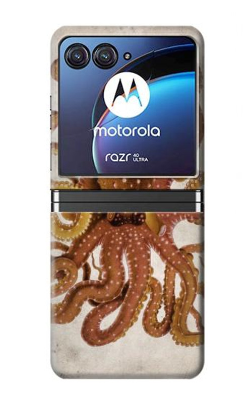 S2801 Vintage Octopus Case Cover Custodia per Motorola Razr 40 Ultra S2801 Vintage Octopus Case Cover Custodia per Motorola Razr 40 Ultra