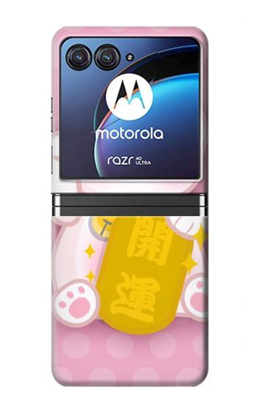 S3025 Pink Maneki Neko Lucky Cat Case Cover Custodia per Motorola Razr 40 Ultra