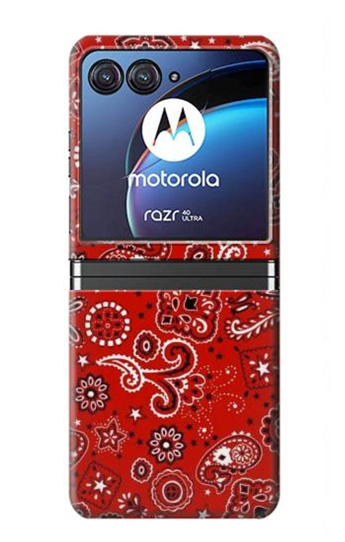 S3354 Red Classic Bandana Case Cover Custodia per Motorola Razr 40 Ultra