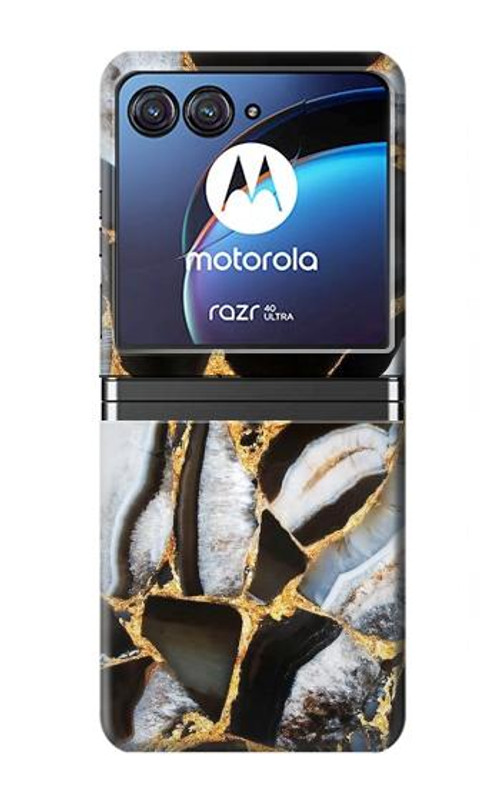 S3419 Gold Marble Graphic Print Case Cover Custodia per Motorola Razr 40 Ultra