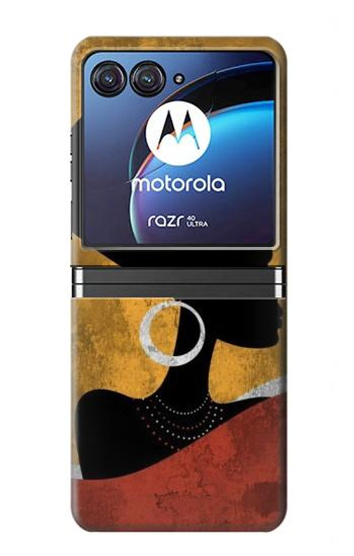 S3453 African Queen Nefertiti Silhouette Case Cover Custodia per Motorola Razr 40 Ultra