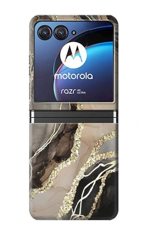 S3700 Marble Gold Graphic Printed Case Cover Custodia per Motorola Razr 40 Ultra