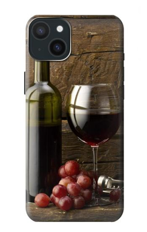 S1316 Grapes Bottle and Glass of Red Wine Case Cover Custodia per iPhone 15 Plus