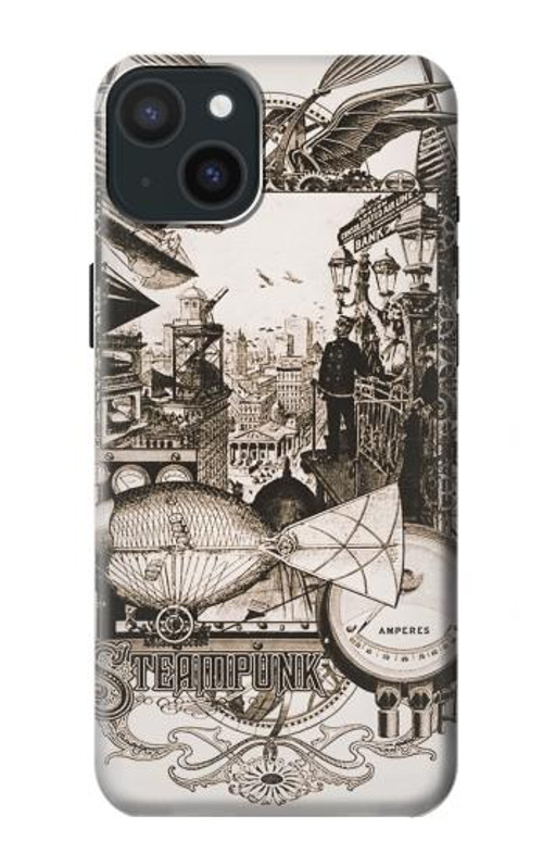S1681 Steampunk Drawing Case Cover Custodia per iPhone 15 Plus
