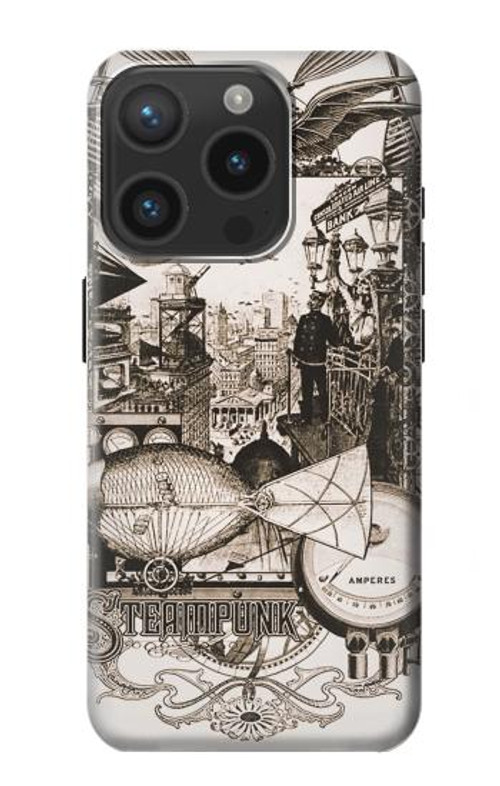 S1681 Steampunk Drawing Case Cover Custodia per iPhone 15 Pro