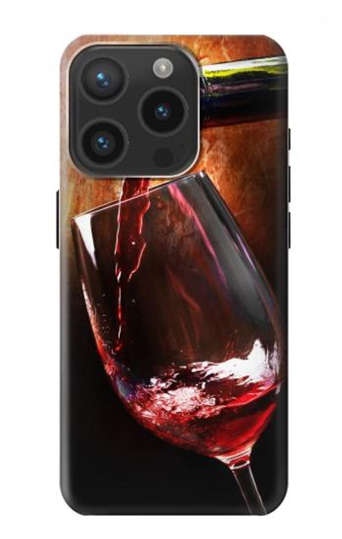 S2396 Red Wine Bottle And Glass Case Cover Custodia per iPhone 15 Pro