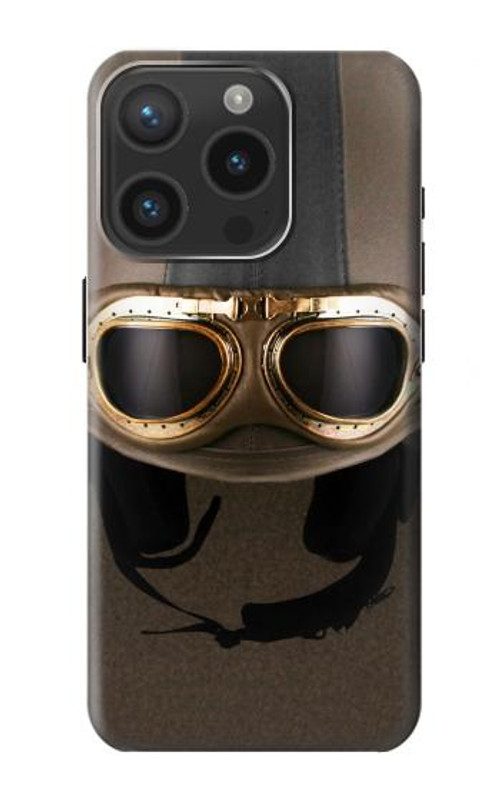 S2645 Vintage Brown Goggles Motorcycle Helmet Case Cover Custodia per iPhone 15 Pro