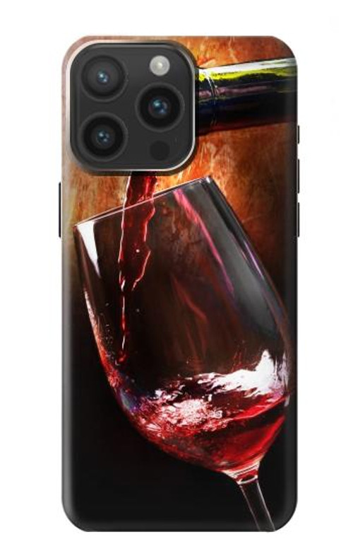 S2396 Red Wine Bottle And Glass Case Cover Custodia per iPhone 15 Pro Max