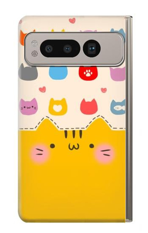S2442 Cute Cat Cartoon Funny Case Cover Custodia per Google Pixel Fold