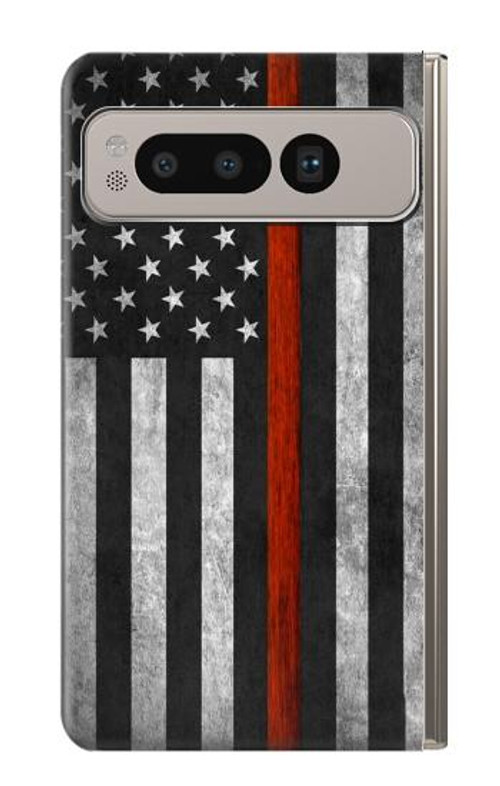 S3472 Firefighter Thin Red Line Flag Case Cover Custodia per Google Pixel Fold