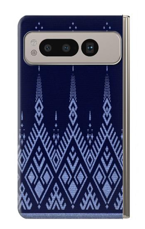 S3950 Textile Thai Blue Pattern Case Cover Custodia per Google Pixel Fold