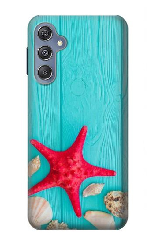 S3428 Aqua Wood Starfish Shell Case Cover Custodia per Samsung Galaxy M34 5G